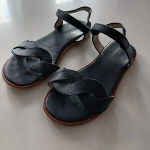 Kids Navy Leather Sandle - European size 34